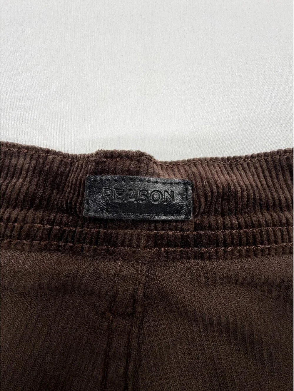 Reason Men's Pants Straight Leg Corduroy Mid Rise Solid Flat Front Size 32 Brown
